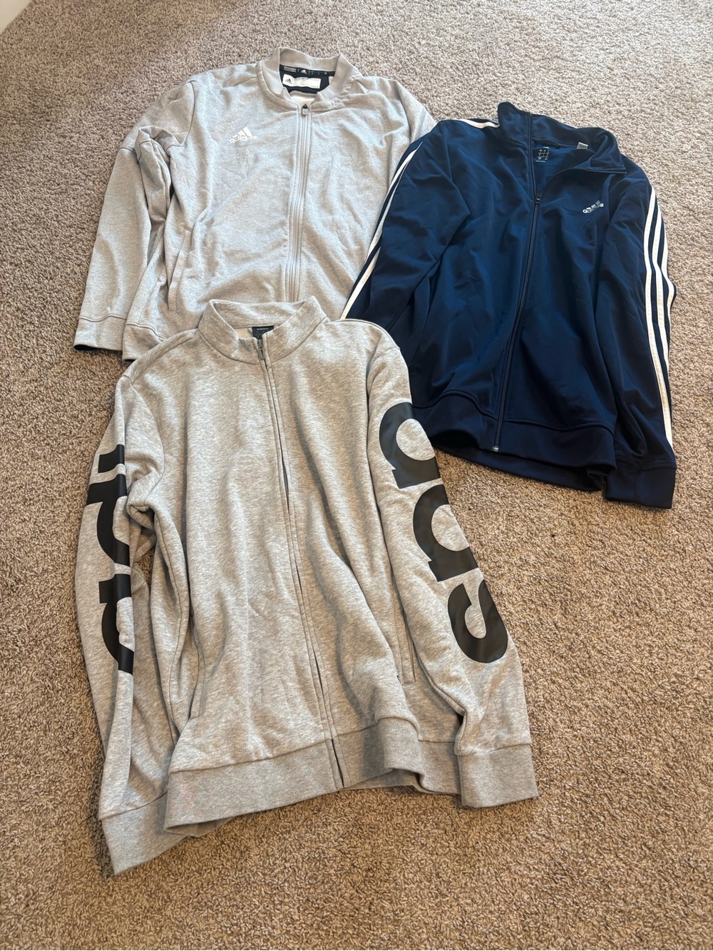 Adidas Men’s Track Jacket Bundle (3) | Full Zip Athletic Jackets | Size L